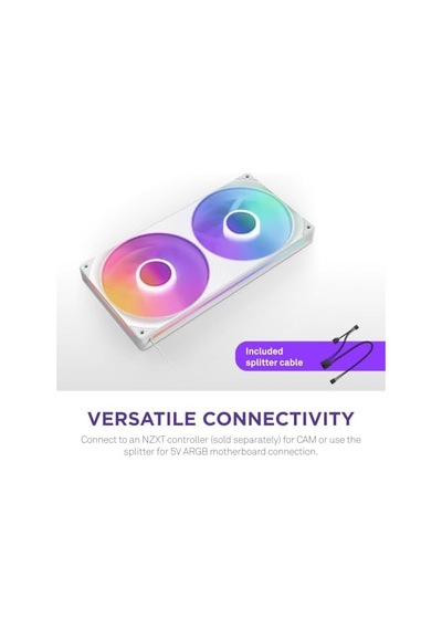 Nzxt F240 Rgb Core Tek Çerçeve Fan Ünitesi, 240mm, 2x 120mm Rgb Fan Dahil, Hız Ve Aydınlatma Kontrolü, Yüksek Statik Basınç Ve Hava Akışı, 8 Argb Led, Beyaz