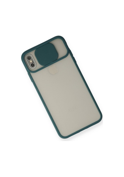 Apple iPhone  Uyumlu,  X Kılıf Palm Buzlu Kamera Sürgülü Silikon - Yeşil