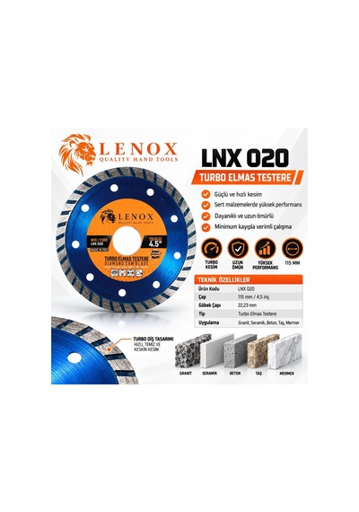 Lenox Lnx020 115 22,23 Mm Turbo Elmas Testere 4,5 Inç