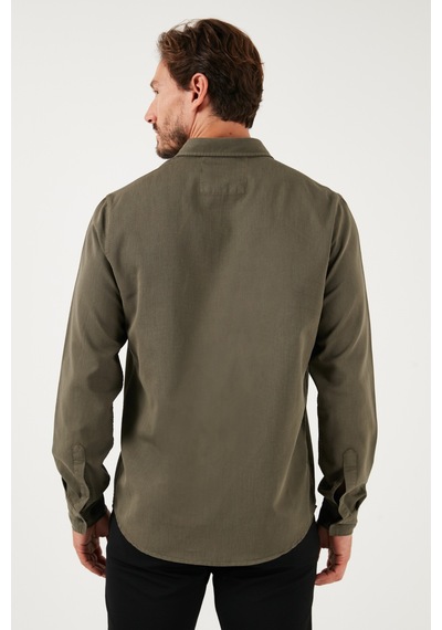 Buratti Streç Pamuklu Regular Fit Erkek Gömlek Cf25W128861 Haki
