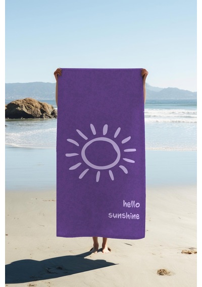 Dijital Baskı Plaj Deniz Havlusu Hello Sunshine Desenli Peştamal Hvl0005 Renkli
