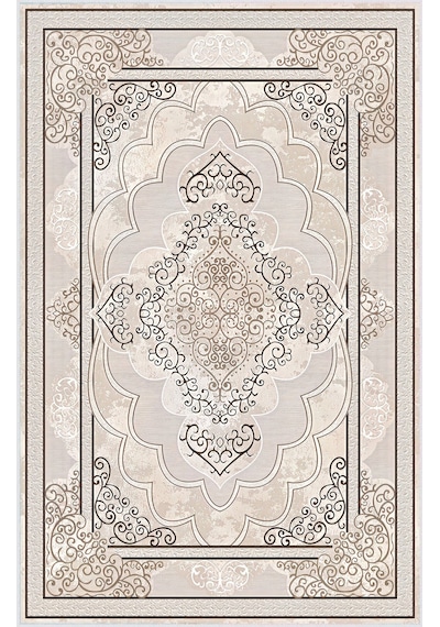 Rovigo Home Dijital Baskı Yıkanabilir Kaymaz Taban Salon Halısı Rvg0499 Bej