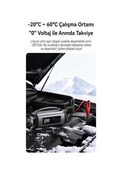 Tr 12v 2000a 20000mah Akıllı Akü Takviye Cihazı İle Hava Kompresörü
