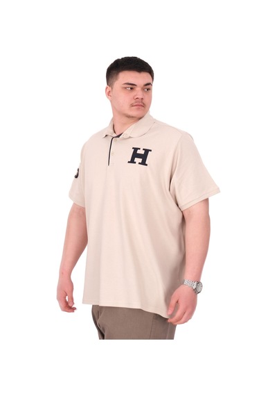 Mode Xl Büyük Beden Erkek T-shirt Polo Yaka H Brouded U25312 Bej Bej