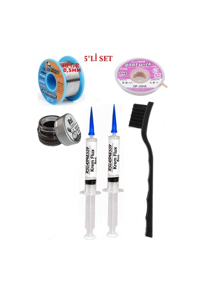 Lehimleme Seti 40 G 0,5 Mm Lehim Teli Cp-2015 Lehim Fitili Flux Lehim Toplama Fırça Seti Tk64