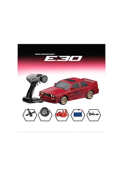Uzaktan Kumandalı 1:16 Bmw E30 Araba Full Fonksiyon Işıklı Drift Bmw E30 40 Km Hız Yapan E30 - Kırmızı