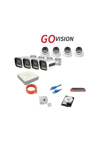 Go Vision 8'li 5mp 4k Ultra Hd Ip Güvenlik Kamera Seti Gece Görüşlü, Dış Mekan Uyumlu