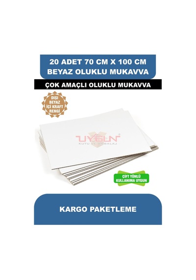 20 Adet 70cm X 100cm Baskısız Beyaz Oluklu Mukavva, Çocuk Etkinlik Kartonu, Maket Kartonu, Kargo Kartonu