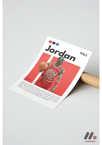 Michael Jordan Basketbol Posteri, Çerçevesiz Yüksek Kalite Duvar Afişi - Spor Severlere Hediye