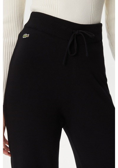 Lacoste Women's Straight Fit Black Trousers Kadın Düz Kesim Pantolon Siyah