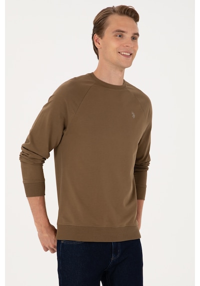 U.S. Polo Assn. Erkek Regular Fit Bisiklet Yaka Haki İnce Basic Sweatshirt 50313752-VR027 U.S. Polo Assn. Erkek Regular Fit Bisiklet Yaka Haki İnce Basic Sweatshirt 50313752-VR027