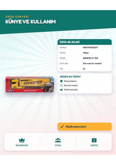 Welly 1:64 Scania R730 Trailer 68021ss-f-gw