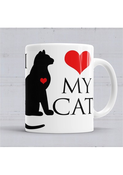 I Love My Cat Kedi Hayvan Pet Animal Kupa Bardak Porselen No35633 Karışık