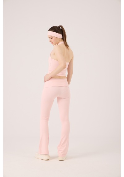 Holly Lolly Beli Kıvrımlı Flare Ellen Tayt Pantolon Pembe