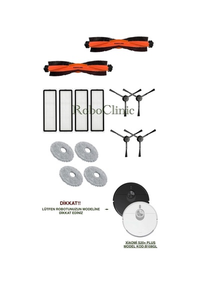 Xiaomi Robot Vacuum S20+/s20 Plus Model Kod:b108gl Uyumlu Fırça,hepa Filtre,moplu Set-14 Parça