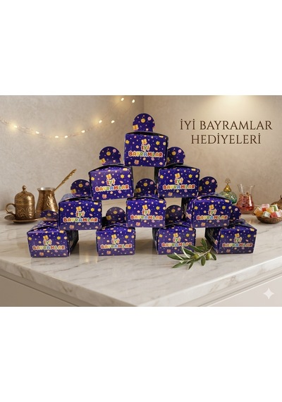 25 Adet İyi Bayramlar Baskılı Şeker, Minik Hediye, Hurma, Lokum, Şeker Kutusu Tüm Yaşlar