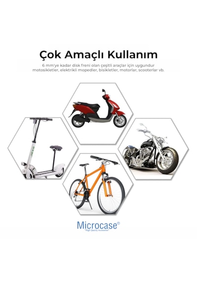 Microcase Alarmlı Motosiklet Disk Kilidi 110db/130db Yüksek Sesli - Su Geçirmez Anahtarsız Bas Kilitle Scooter Bisiklet E-bike E-scooter Uyumlu 7mm Kilit Pimi - Al5872 Siyah