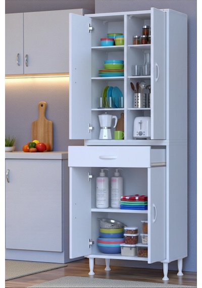 Eliusta Nexa Modüler Dolap 70 Cm Banyo/mutfak Dolabı Extra Kullanım Alanlı 70x173x32,5 Cm Beyaz Dolap Beyaz