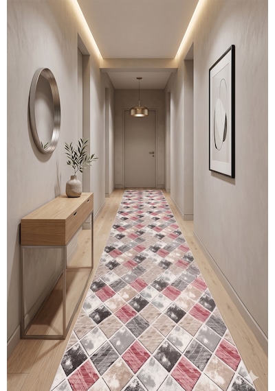 Villadia Home Textile Kaymaz Taban Modern Desen Yıkanabilir Leke Tutmaz Kolay Temizlenir Dört Mevsim Yolluk Koridor Salon Yatak Mutfak Odası Mürdüm