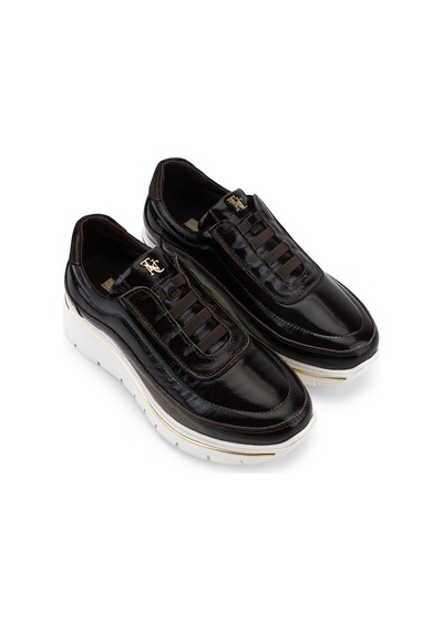 Tamer Tanca Kadın Hakiki Deri Kahverengi Rugan Sneakers & Spor Ayakkabı 298 3215 Bn Ayk Y26 Kahve Krsk Rgn
