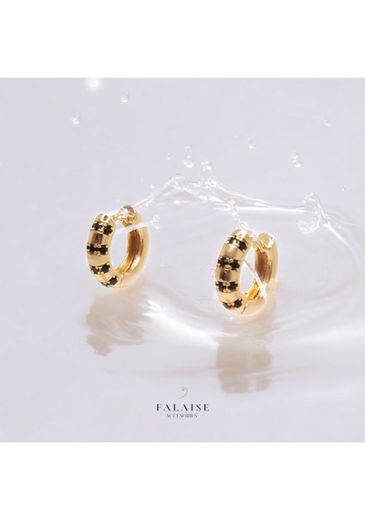Siyah Detaylı Halka Küpe 12mm Siyah