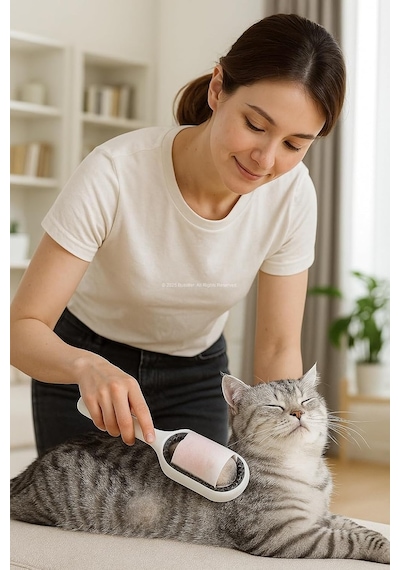 Busstier Kedi Köpek Masajlı Silikon Tüy Temizleme Toplama Fırçası Islak Mendil Aparatlı Evcil Hayvan Tüy Dökül