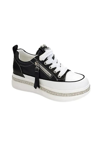 Lescon Guja 25y423-4 Gizli Dolgu Taş Sargılı Kadın Sneaker Ayakkabı Siyah