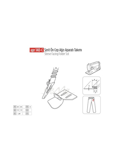 Şerit Ön Cep Ağzı Apara Set 25x12mm / Apr 140-c