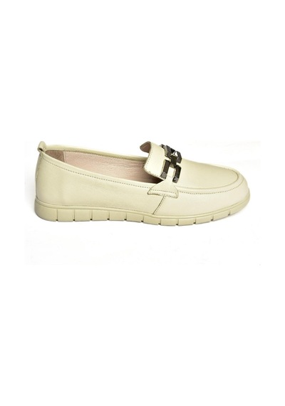 Fox Shoes P555081103 Bej Hakiki Deri Düz Ayakkabı Bej