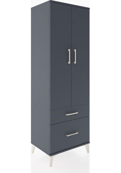 Hyperion Dolap 4 Raflı 2 Çekmeceli 2 Kapaklı 60x44x182 Antras... Antrasit