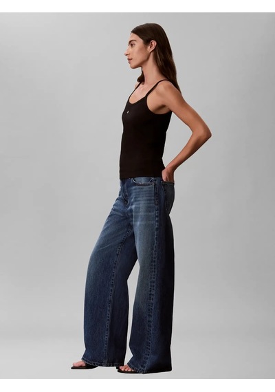 Calvin Klein Sl 2x2 Baby Rıb Stra, Ub1 Siyah Kadın Askılı Bluz