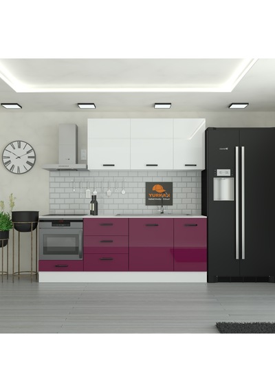 230 Cm Mutfak Dolabı Mdf Kapak Tezgah Dahil Yrkn230 102 Mürdüm 230 Cm Mutfak Dolabı Mdf Kapak Tezgah Dahil Yrkn230 102 Mürdüm