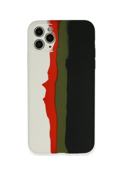 İphone 11 Pro Kılıf Ebruli Lansman Silikon - Beyaz-siyah