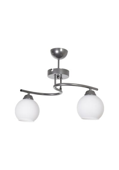 Fuji Modern Dekoratif Salon - Mutfak - Yatak Odası Renk Camlı 2 Li Avize Gri Beyaz Gri Beyaz