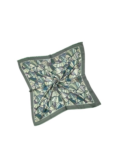 Mim Eşarp Ebruli Kışlık Desenli Eşarp 95x95 Cm Yeşil - Gri