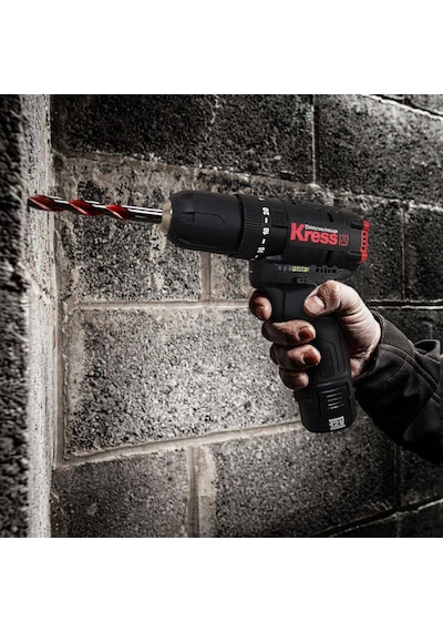 Kress KUC12 12V/2.0Ah Li-İon Çift Akülü Kömürsüz Profesyonel Şarjlı Darbeli Matkap
