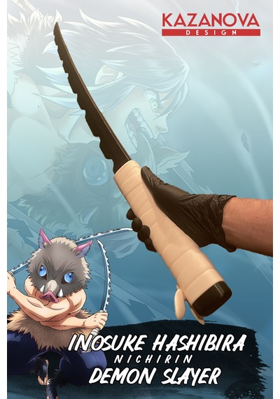 Kazanova Design Inosuke Demonslayer Anime Katlanabilir Katana 98 Cm Gerçek Boy