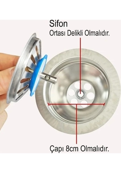 2 Adet Çöpmak Paslanmaz Evye Mutfak Lavabosu Gider Metal Tıpa Süzgeci Beyaz