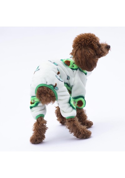Avocado - Avokado Peluş Tulum Kedi Köpek Tulumu Kedi Köpek Kıyafeti Kedi Köpek Elbisesi Köpek Giysisi