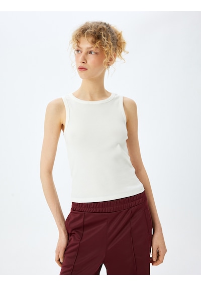 Koton Bisiklet Yaka Kolsuz Slim Fit Basic Atlet Ekru 5sal30043ık Ekru