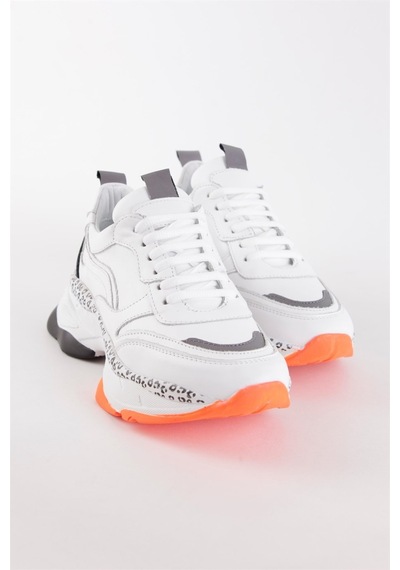 Negro Beyaz Hakiki Deri Kadın Sneaker-Beyaz