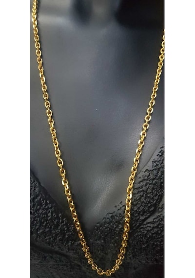 Vog Unisex Vip Çelik 3 Mm Force Sarı Renk Zincir Kolye Sarı