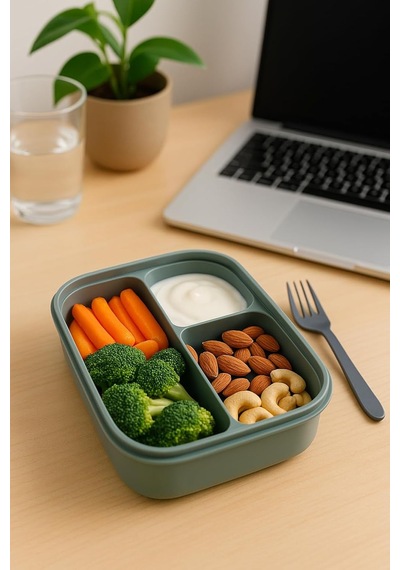 Store Sızdırmaz Lunch Box 3 Bölmeli Yemek Kabı Öğle Yemeği Kutusu Saklama Kabı Bpa İçermez Beyaz Çok Renkli