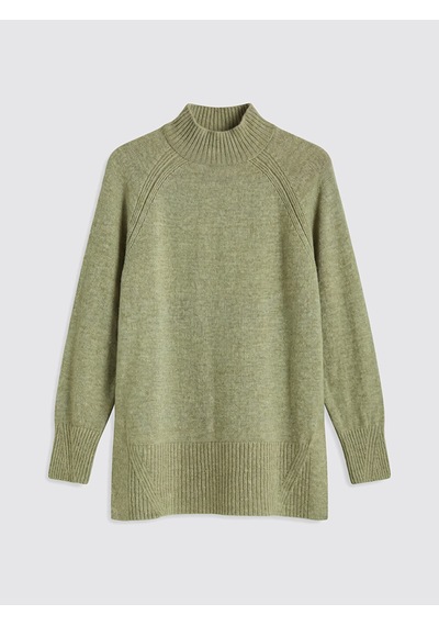 Lcw Modest Yeşil Yarım Balıkçı Yaka Oversize Kadın Triko Tunik