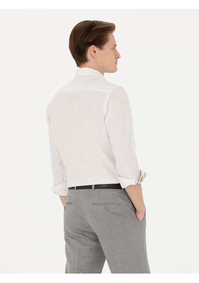 Cacharel Bej Slim Fit Uzun Kollu Gömlek