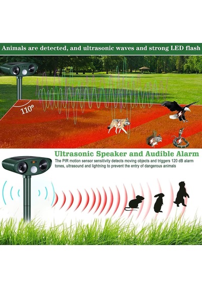 Ultrasonik Kedi Korkutucu, Güneş Enerjili Hayvan Kovucu, Kedi Savunması, Kovucu, Köpek Korkutucu, Hareket Sensörlü Sansar Korkutucu, Kediler, Köpekler, Fareler, Kuşlar, Sansar İçin