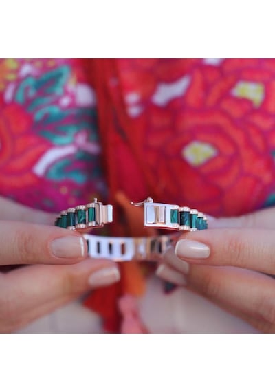 Peridot Taşlı Rose Gold Kaplama Gümüş Bileklik Gümüş