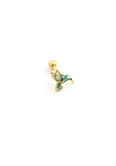 925ayar Gümüş Üzerine Altın Kaplama Mine İşçiliği Totem Kuşu Tragus Piercing Altın