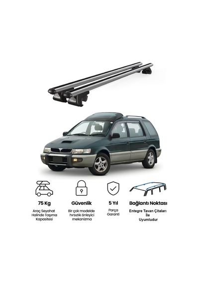 Venüs Mitsubishi Chariot 1997-2003 Uyumlu Gri Ara Atkı Port Bagaj Tavan Barı