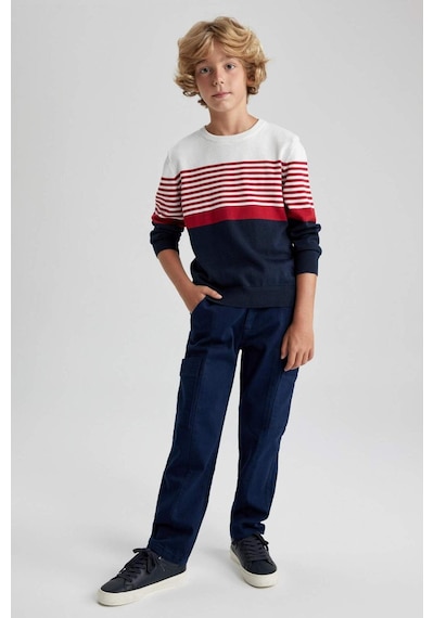 Defacto Erkek Çocuk Kargo Fit Standart Paça Twill Pantolon A4936a823wnnv256 Lacivert